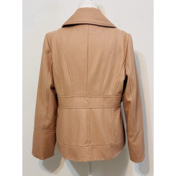 Nine West Women's Size 16 Beige Pea Coat Wool Blend Double Breasted Pockets - Picture 6 of 13
